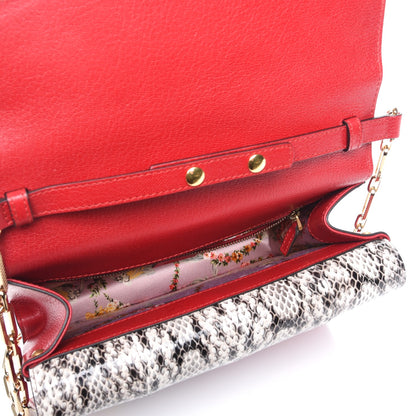 Gucci Calfskin Snakeskin Studded Small Ottilia Top Handle Bag Hibiscus Red 5 of 8