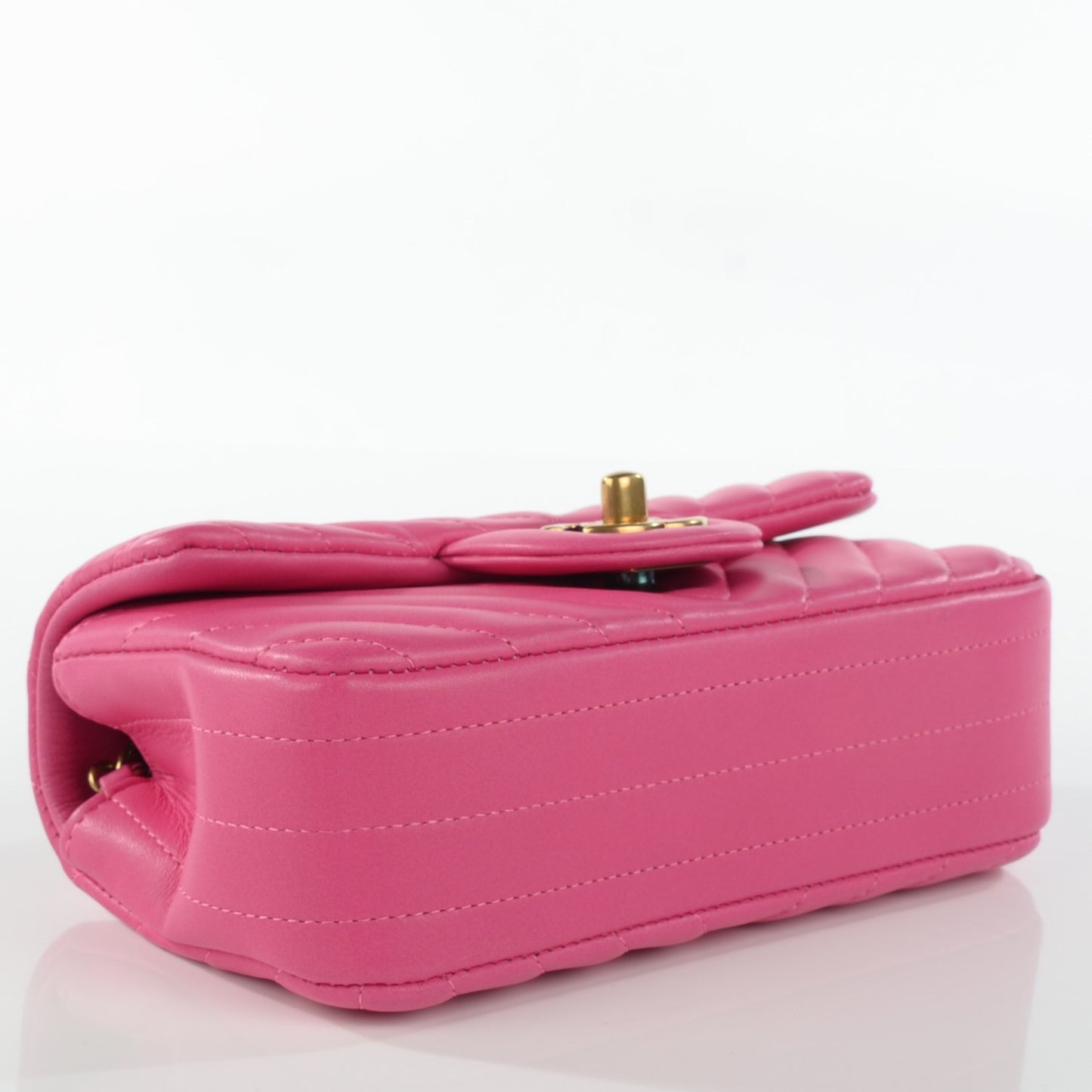 Lambskin Chevron Quilted Extra Mini Flap Pink