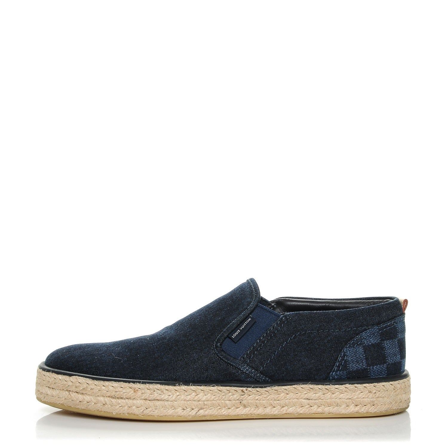 Louis Vuitton Mens Denim Damier Coconut Grove Slip On 10 Marine 1 of 8