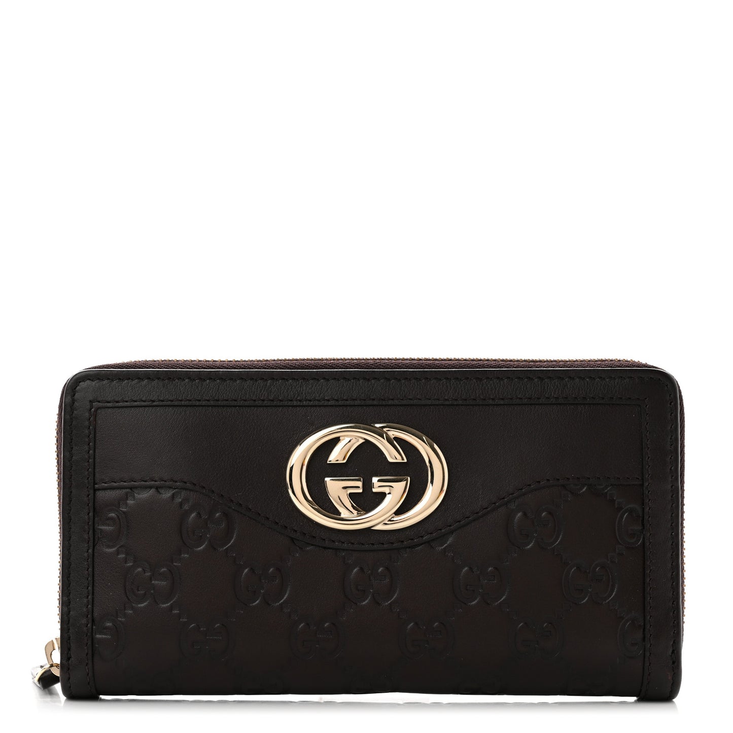 Guccissima Sukey Zip Around Wallet Dark Brown