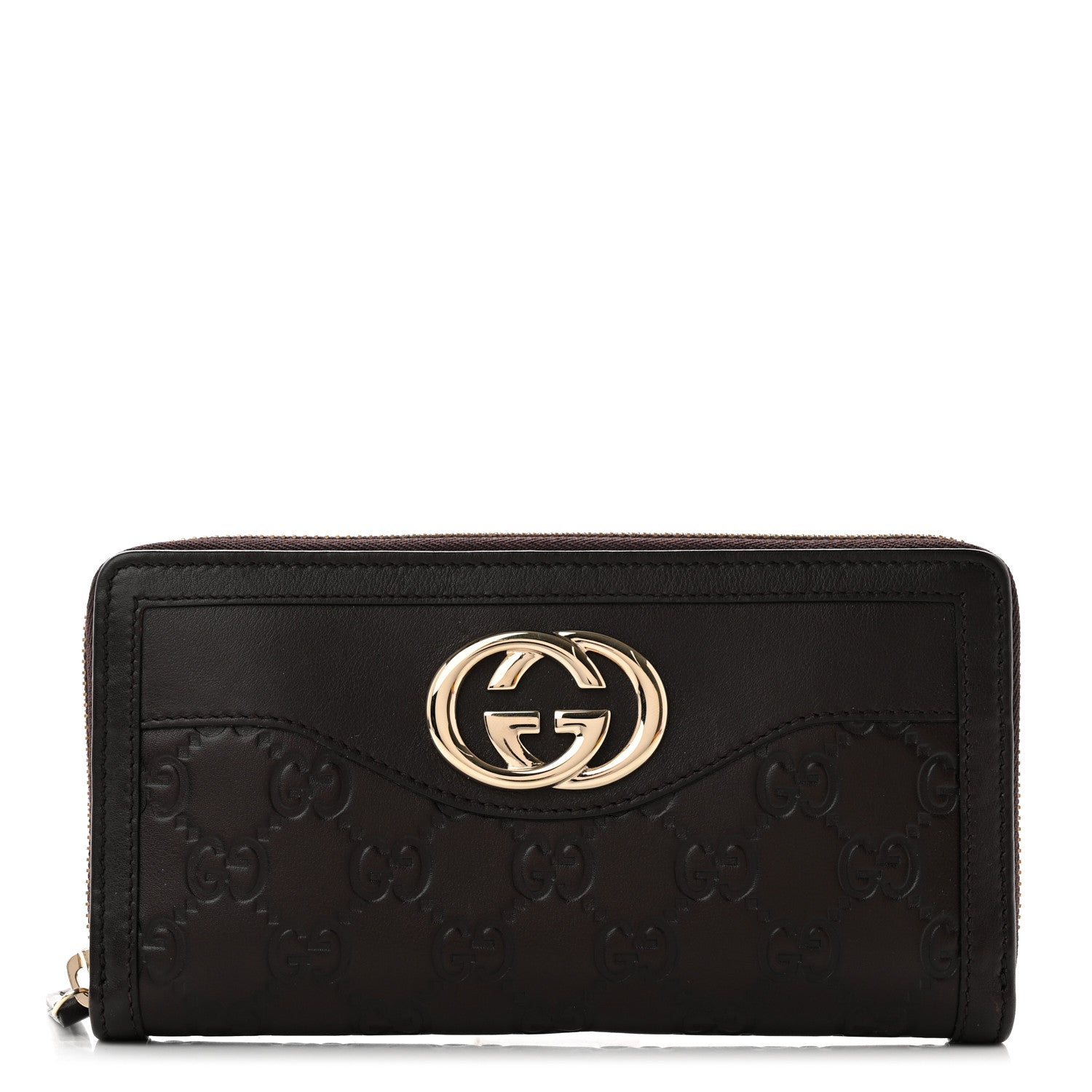 Gucci Guccissima Sukey Zip Around Wallet Dark Brown 1 of 7