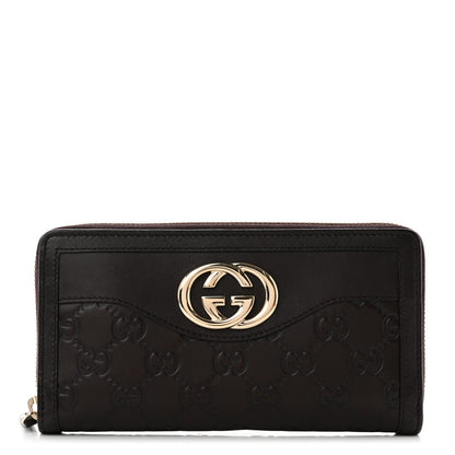 Gucci Guccissima Sukey Zip Around Wallet Dark Brown 1 of 7