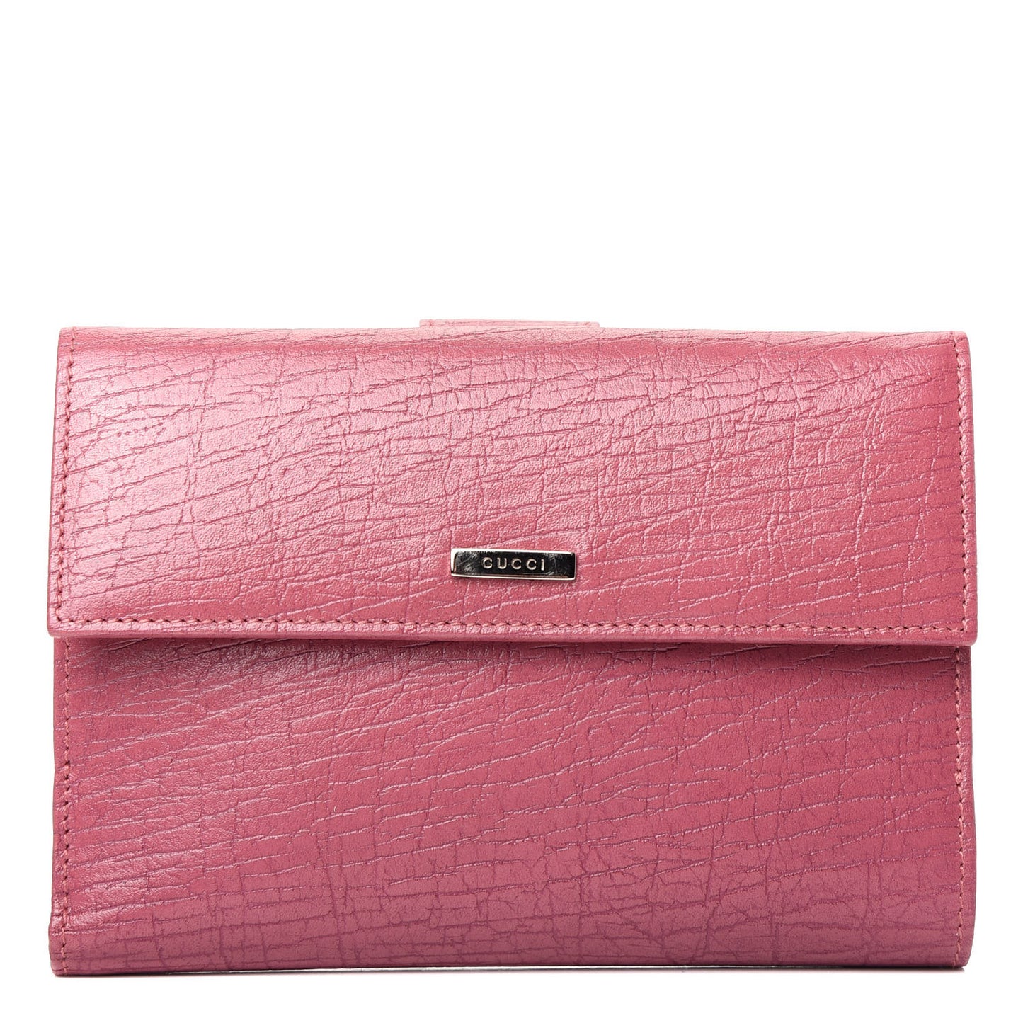 Textured Calfskin French Flap Wallet Pink