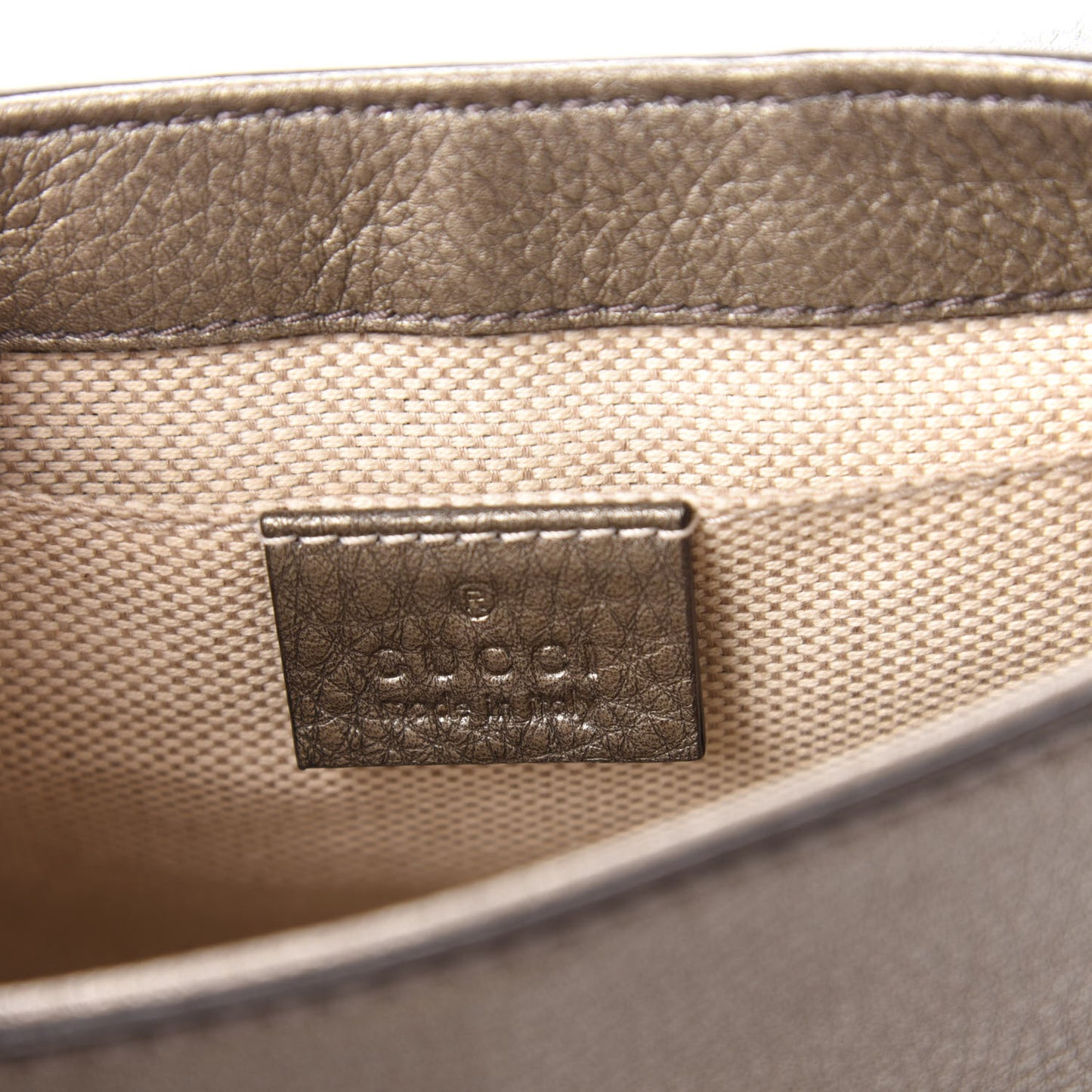 Metallic Pebbled Calfskin Small Soho Flap Crossbody Sasso