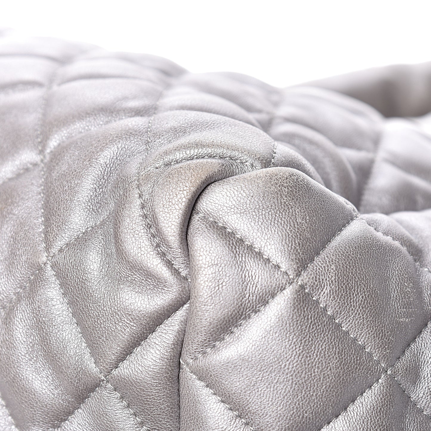 Metallic Lambskin Quilted Coco Cocoon Bowler Silver