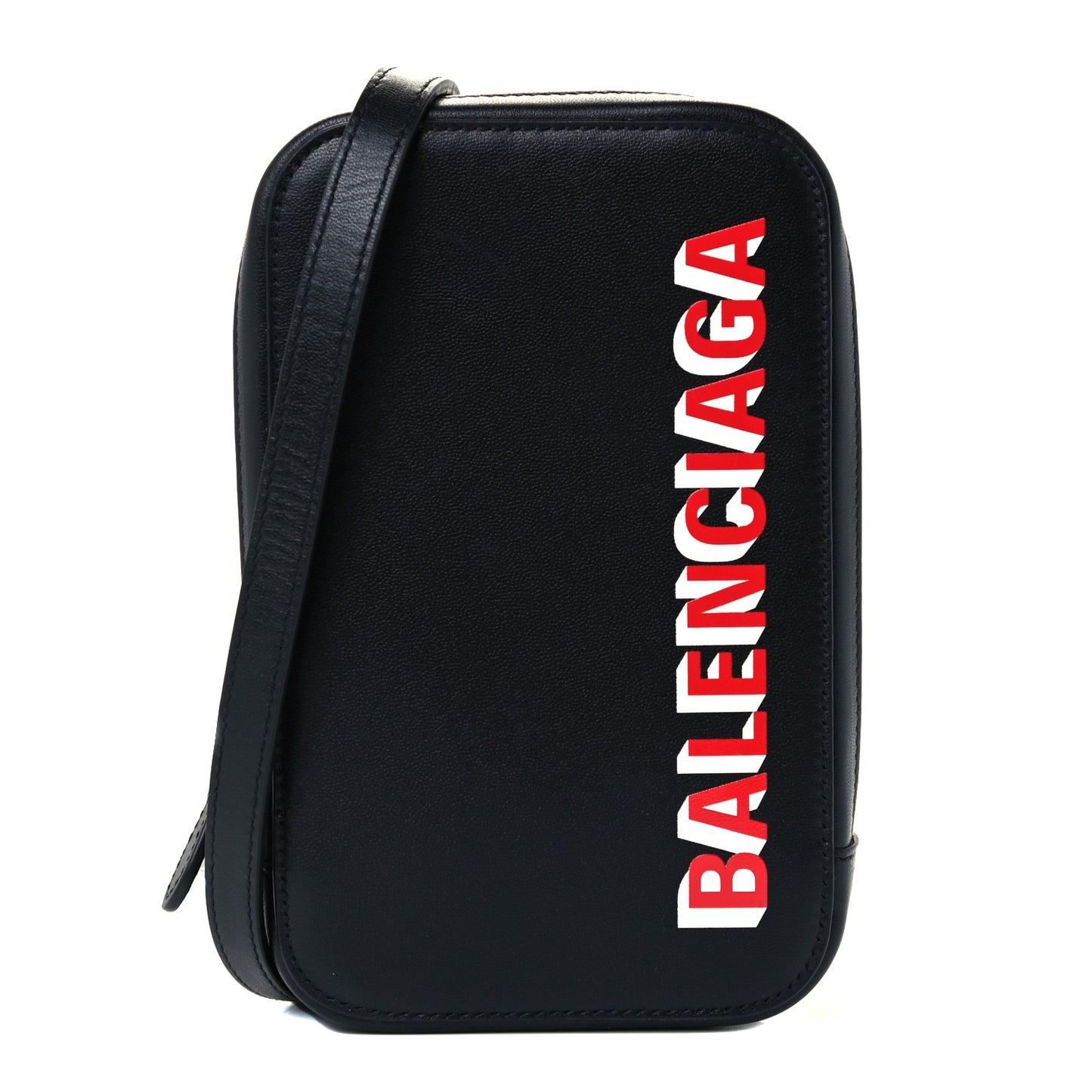 Smooth Calfskin 3D Logo Cash Phone Holder Bag Black Red White