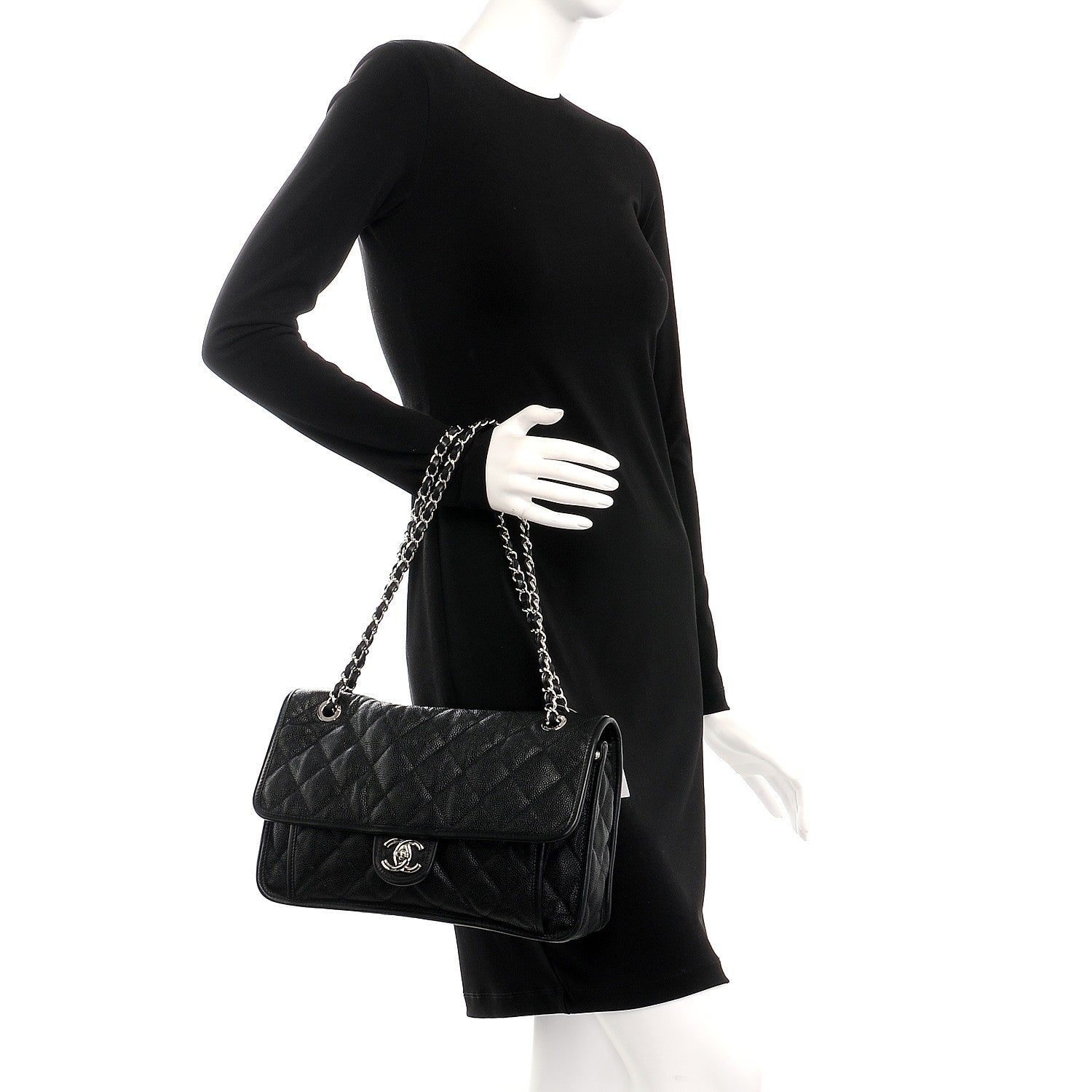 Chanel Caviar Quilted Large French Riviera Flap Black 3 of 9