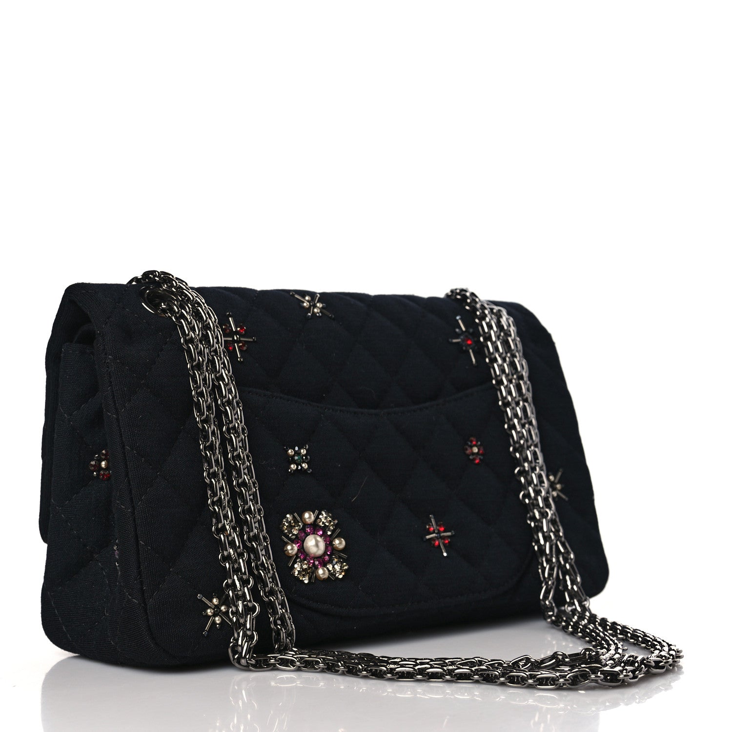 Chanel Jersey Quilted Embellished 2.55 Reissue 225 Flap Black 2 of 8