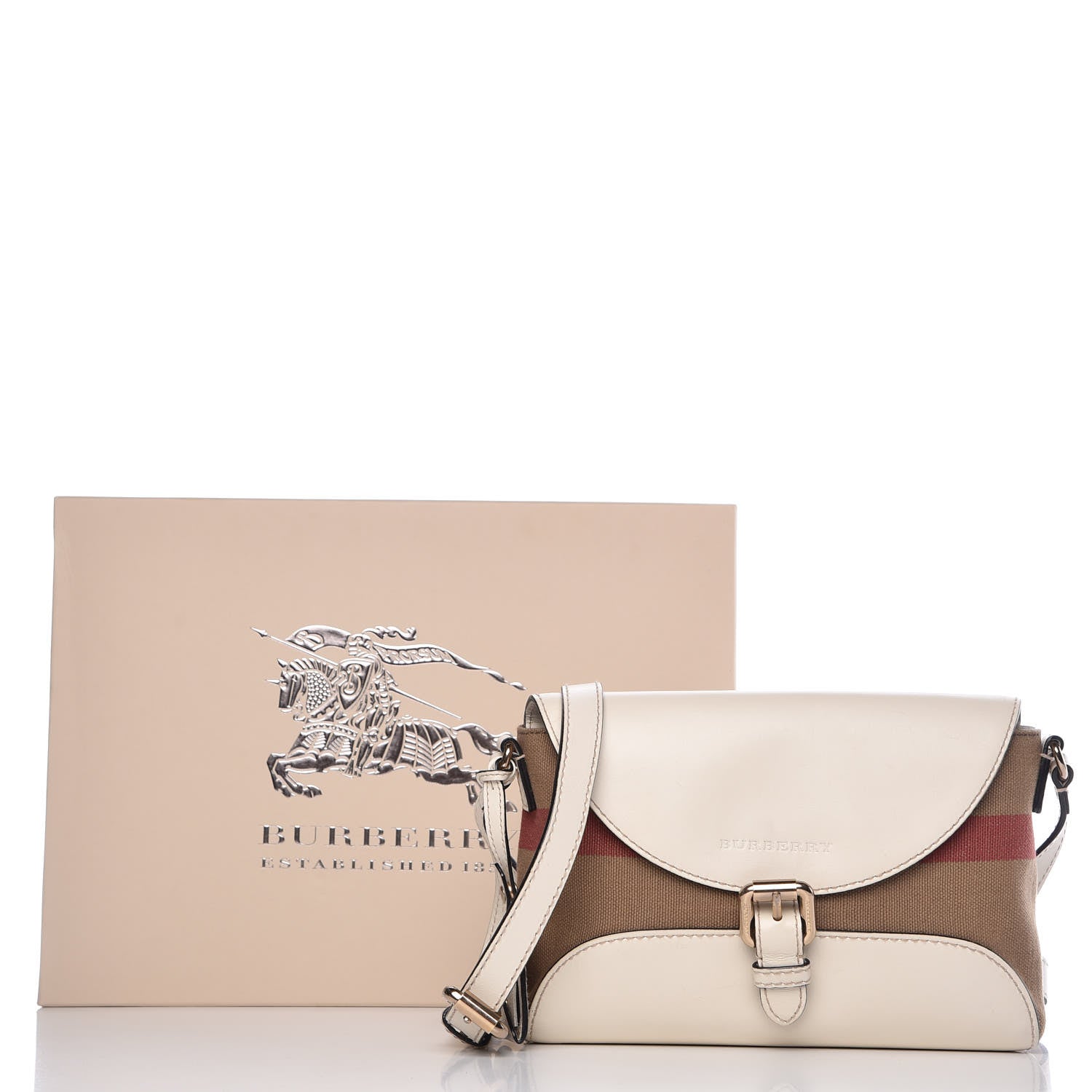Burberry Canvas House Check Small Henham Crossbody White 10 of 10