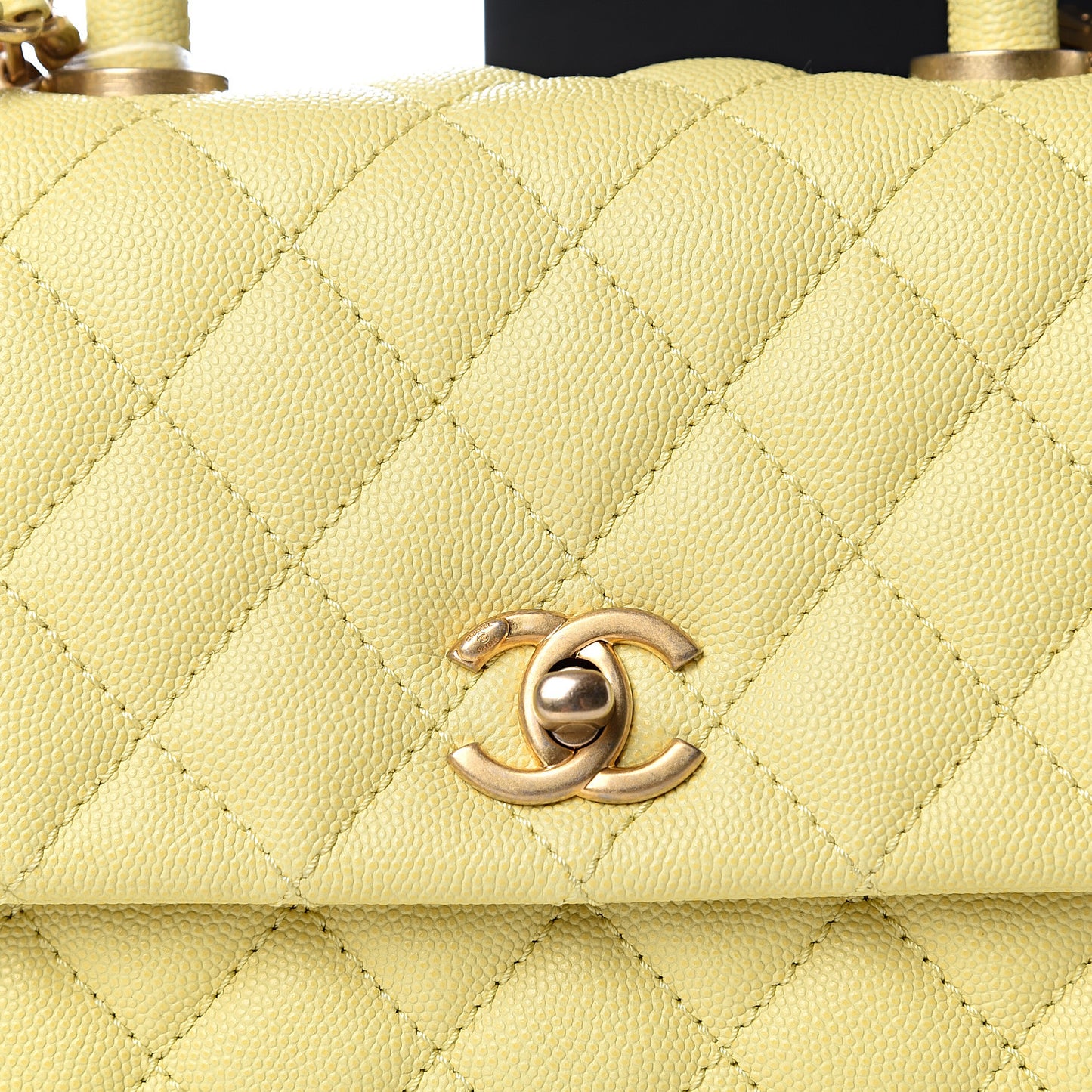 Caviar Quilted Mini Coco Handle Flap Yellow
