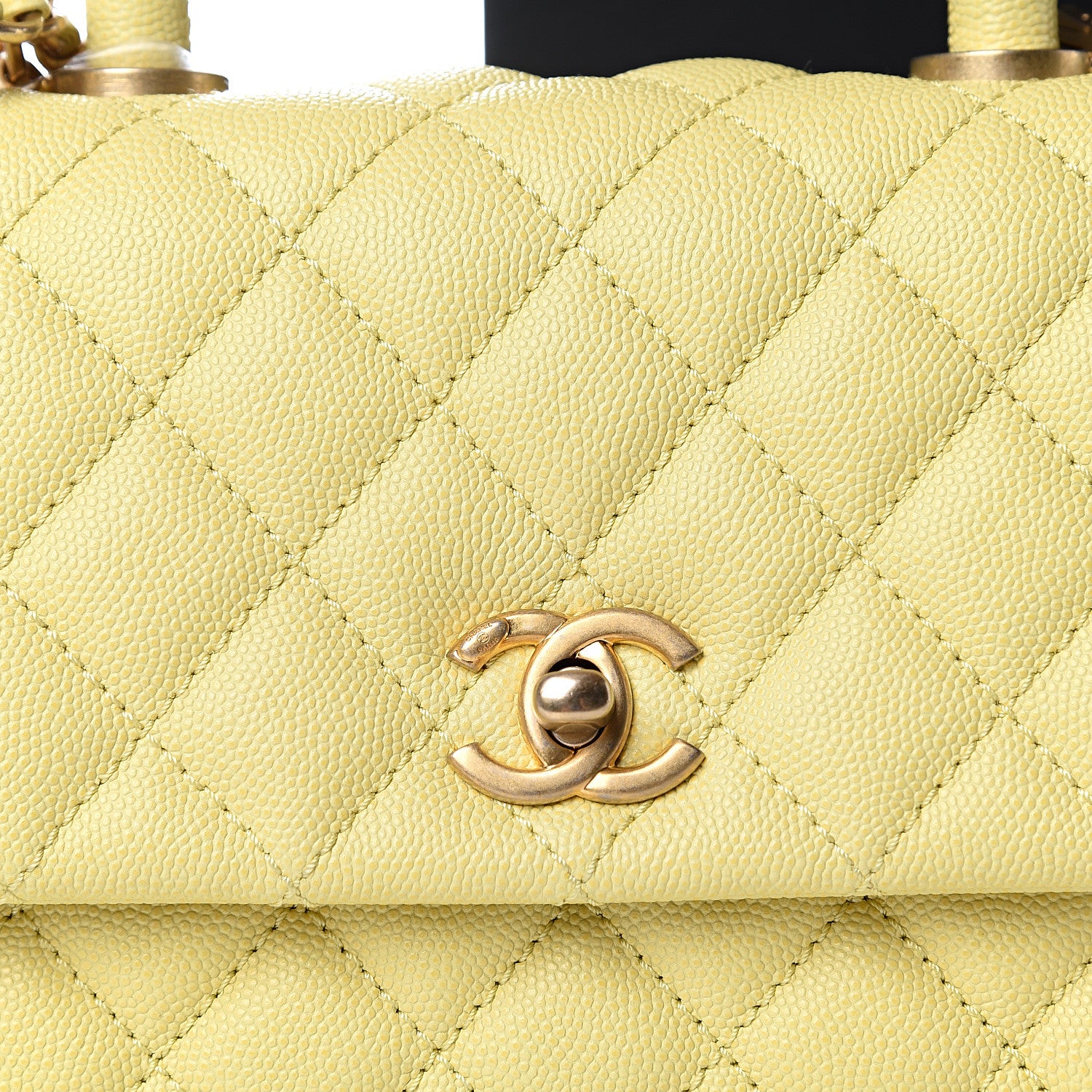 Chanel Caviar Quilted Mini Coco Handle Flap Yellow 9 of 10