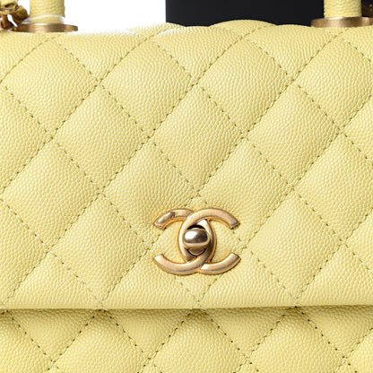 Chanel Caviar Quilted Mini Coco Handle Flap Yellow 9 of 10