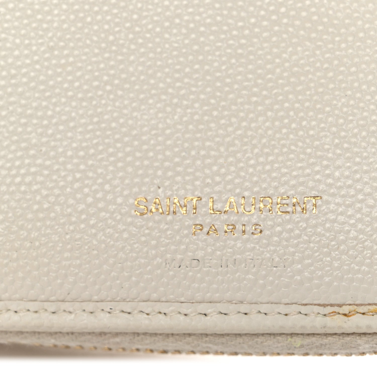 Saint Laurent Grain De Poudre Matelasse Chevron Monogram Compact Zip Around Wallet Crema Soft 7 of 10