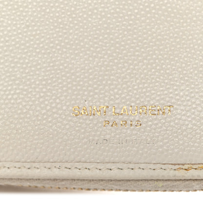 Saint Laurent Grain De Poudre Matelasse Chevron Monogram Compact Zip Around Wallet Crema Soft 7 of 10