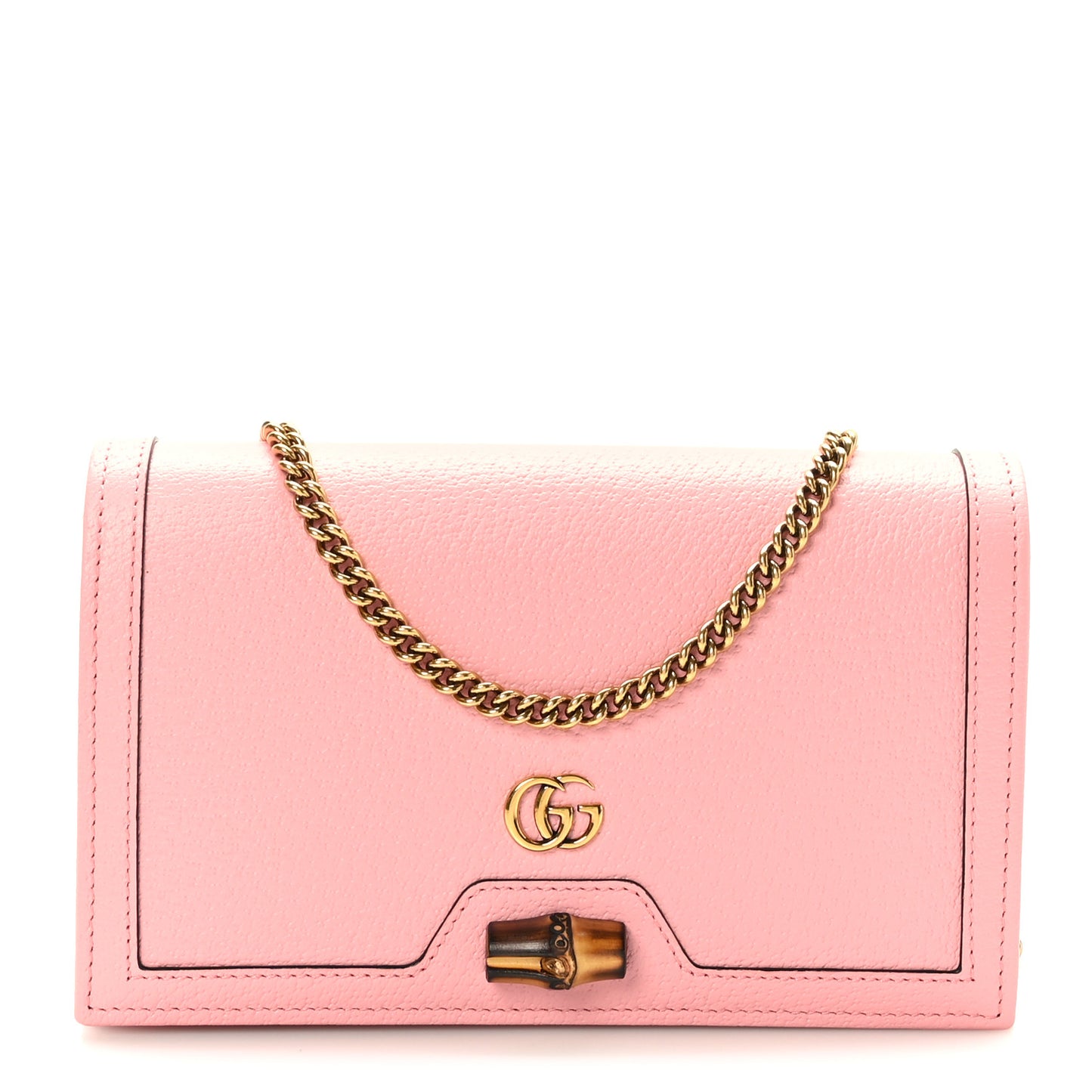 Textured Dollar Calfskin Mini Diana Chain Bag Wild Rose