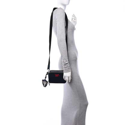 Christian Dior X SHAWN STUSSY Grained Calfskin Ox Head Crossbody Double Zip Crossbody Pouch Navy Blue 2 of 9