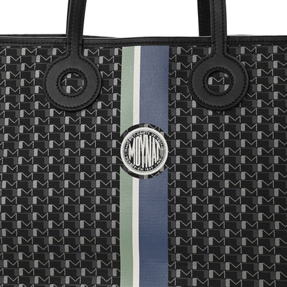 Moynat Grained Calfskin Canvas 1920 Oh! Tote Ruban GM Carbon Silver 8 of 10