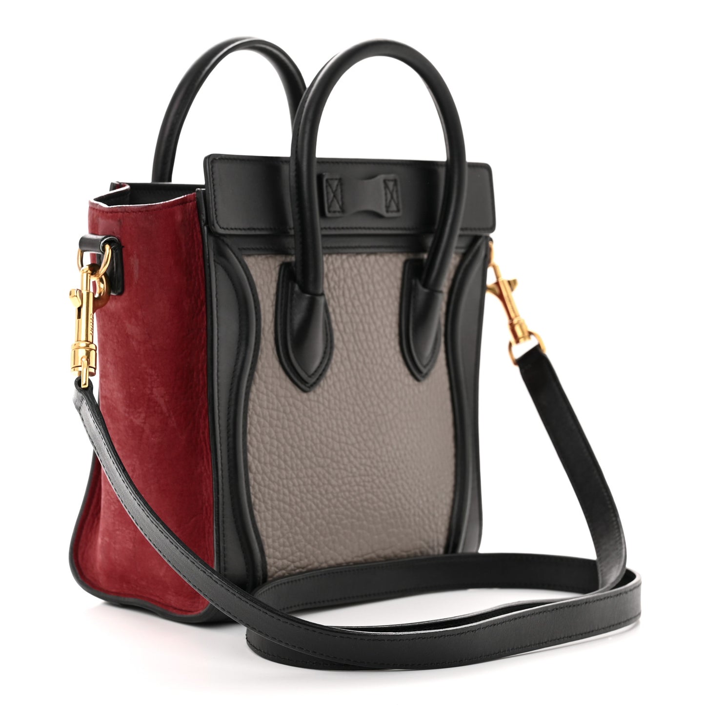 Bullhide Calfskin Nubuck Nano Tri-Color Luggage Ruby