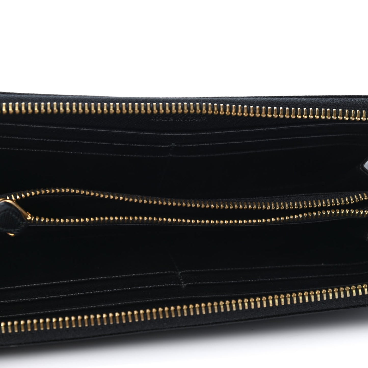 Saffiano Metal Zip Around Wallet Black
