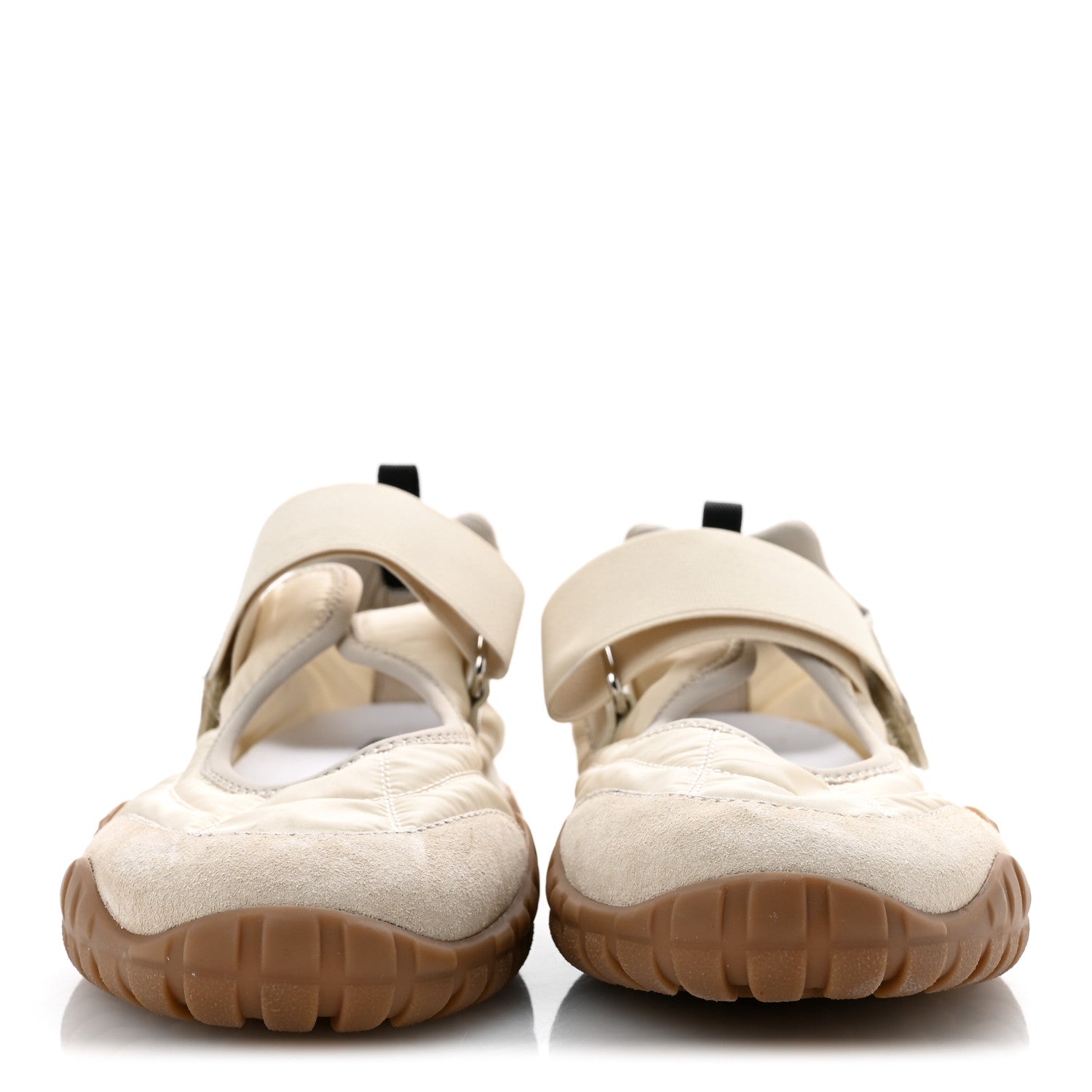 Miu Miu Technical Fabric Suede Womens Tyre Ballerina Flats 36.5 Ivory 3 of 8