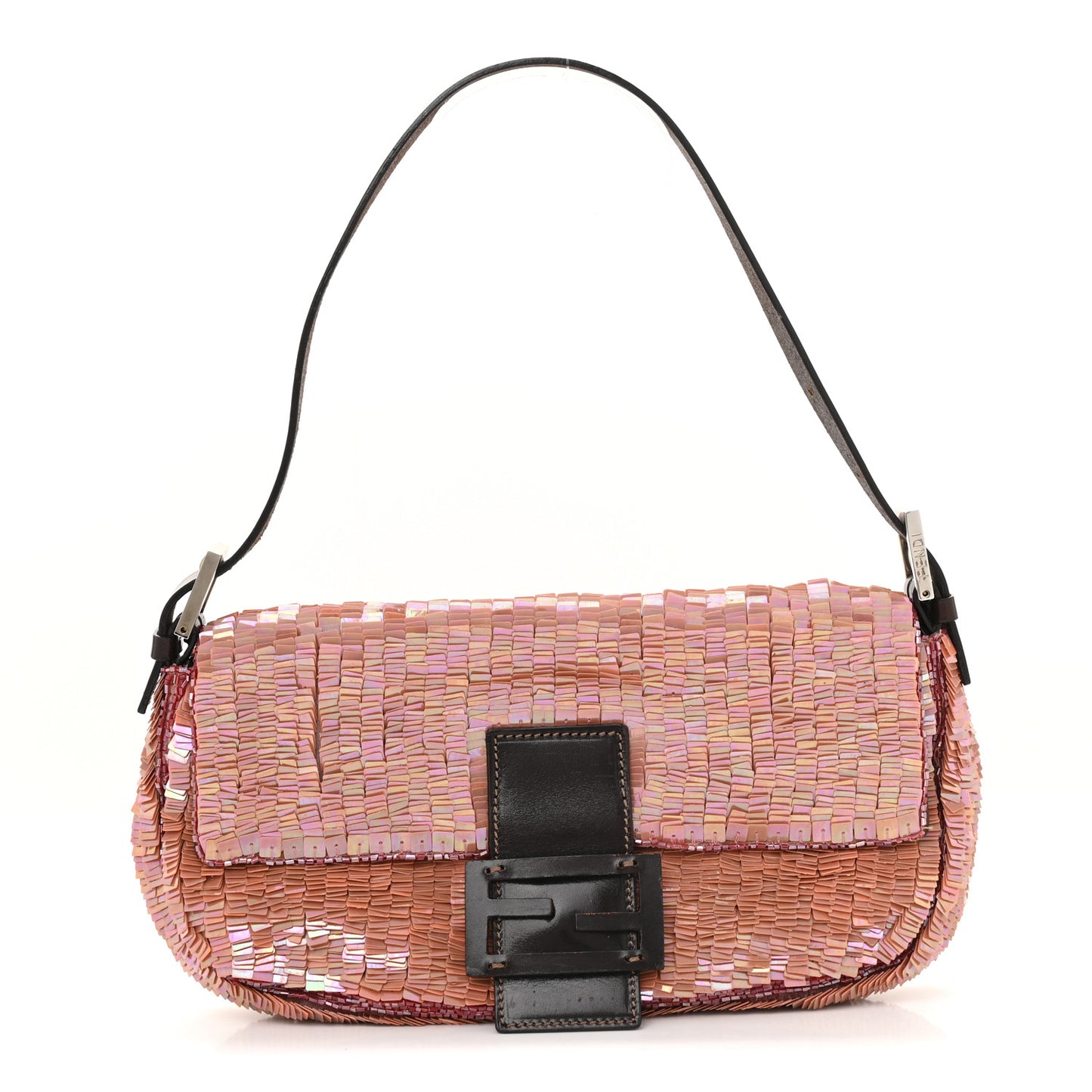 Sequin Beaded Baguette Pink Dark Brown