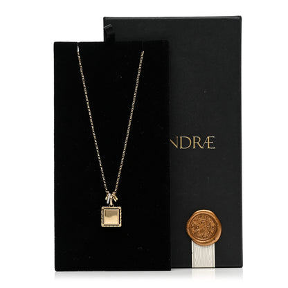 Foundrae 18K Yellow White Gold Diamond Baby Lovestruck Engraveable Square Pendant Small Belcher Chain Necklace 6 of 6