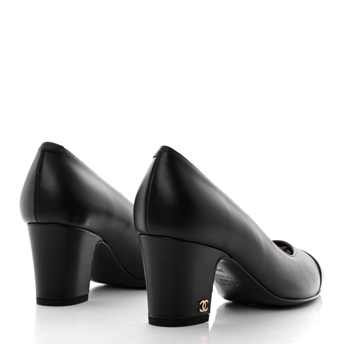 Lambskin Cap Toe CC Pumps 36 Black