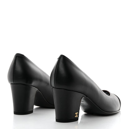 Chanel Lambskin Cap Toe CC Pumps 36 Black 4 of 9