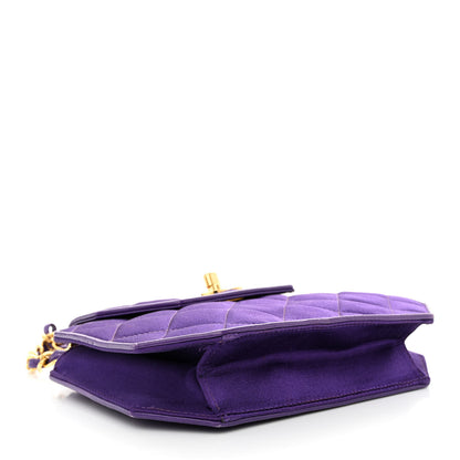Chanel Satin Quilted Flap Shoulder Bag Purple 4 of 12