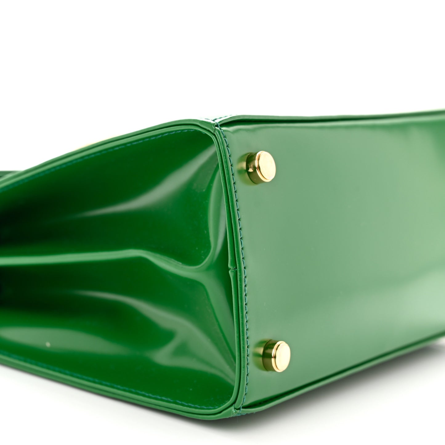 Brushed Off Calfskin Small Iconic Top Handle Bag Verde