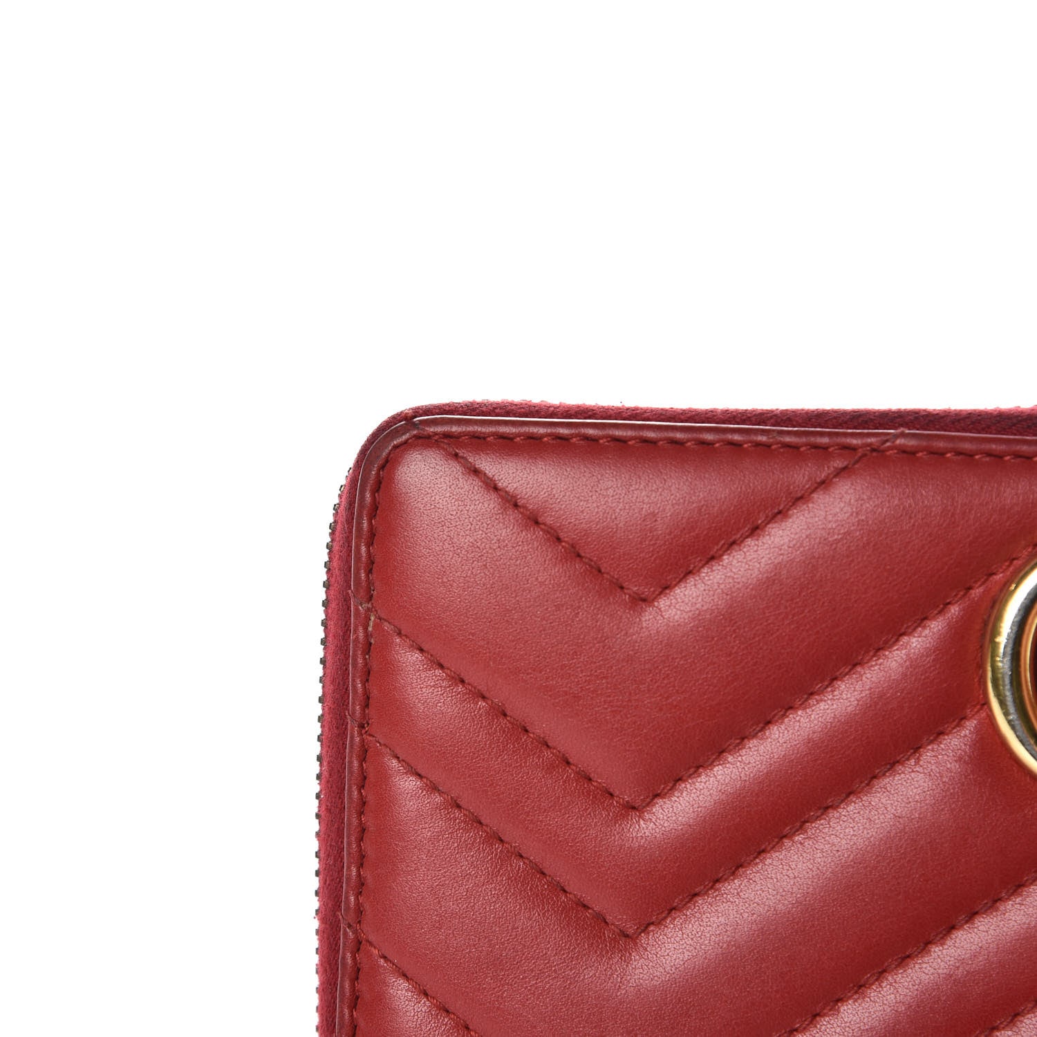 Gucci Calfskin Matelasse GG Marmont Zip Around Wallet Hibiscus Red 11 of 15