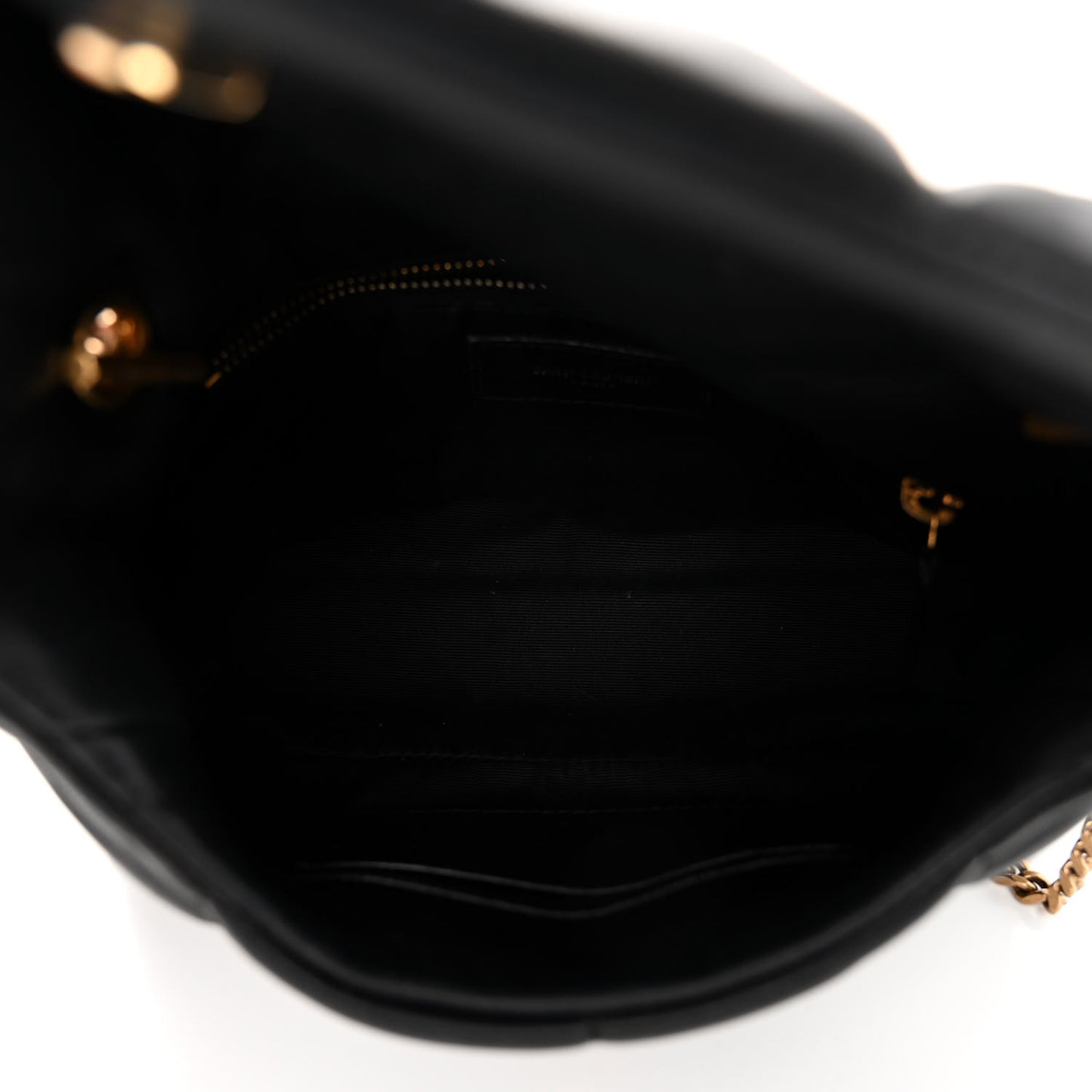 Lambskin Quilted Toy Loulou Puffer Monogram Chain Satchel Black