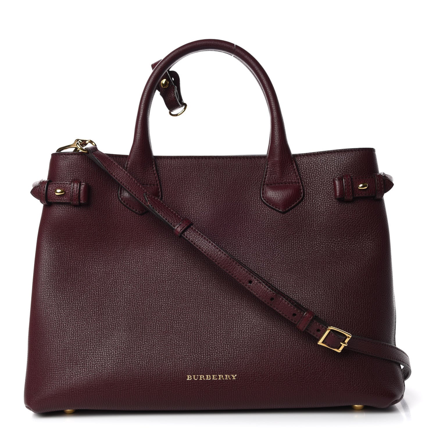 Burberry Grainy Calfskin House Check Medium Banner Tote Elderberry 1 of 9
