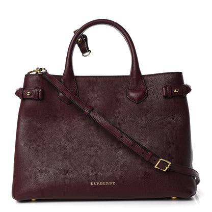 Burberry Grainy Calfskin House Check Medium Banner Tote Elderberry 1 of 9