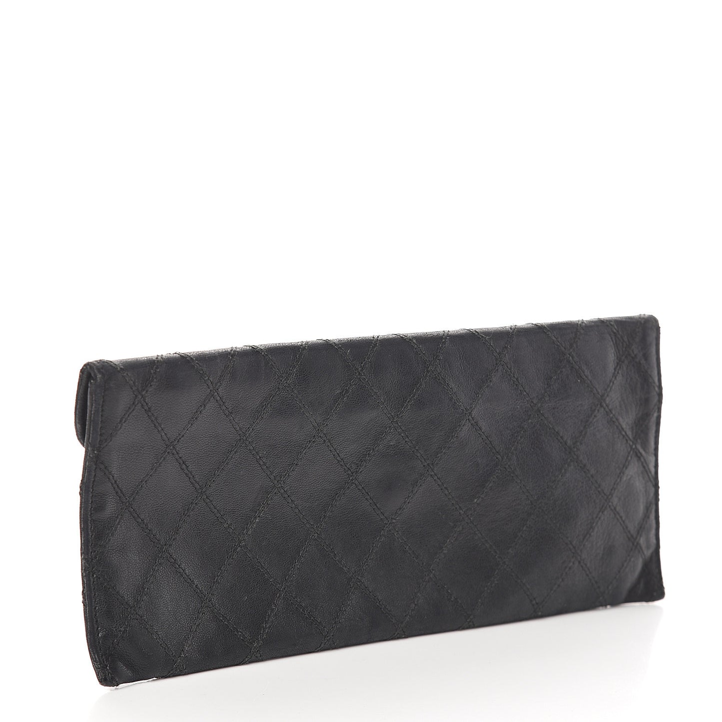 Calfskin Diamond Stitched Clutch Black