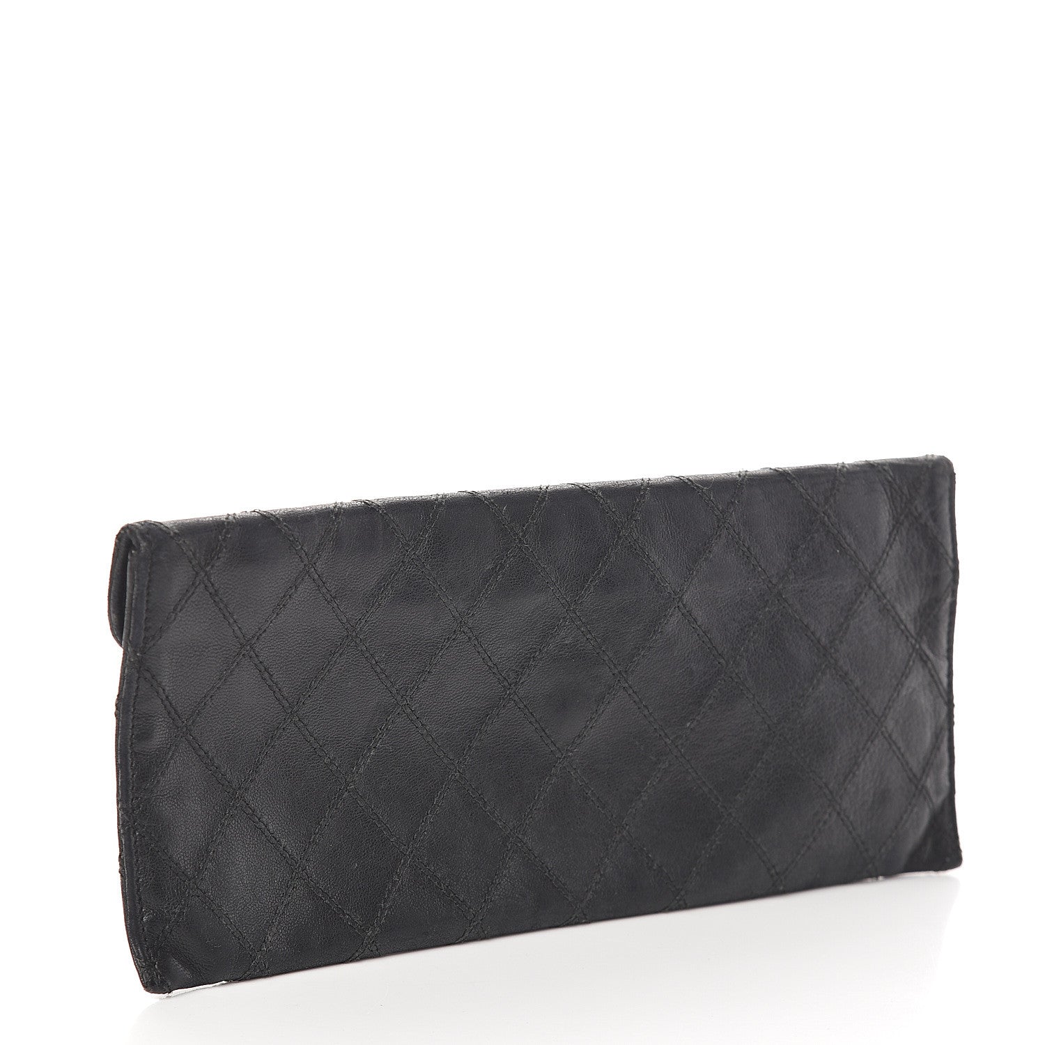 Chanel Calfskin Diamond Stitched Clutch Black 2 of 6