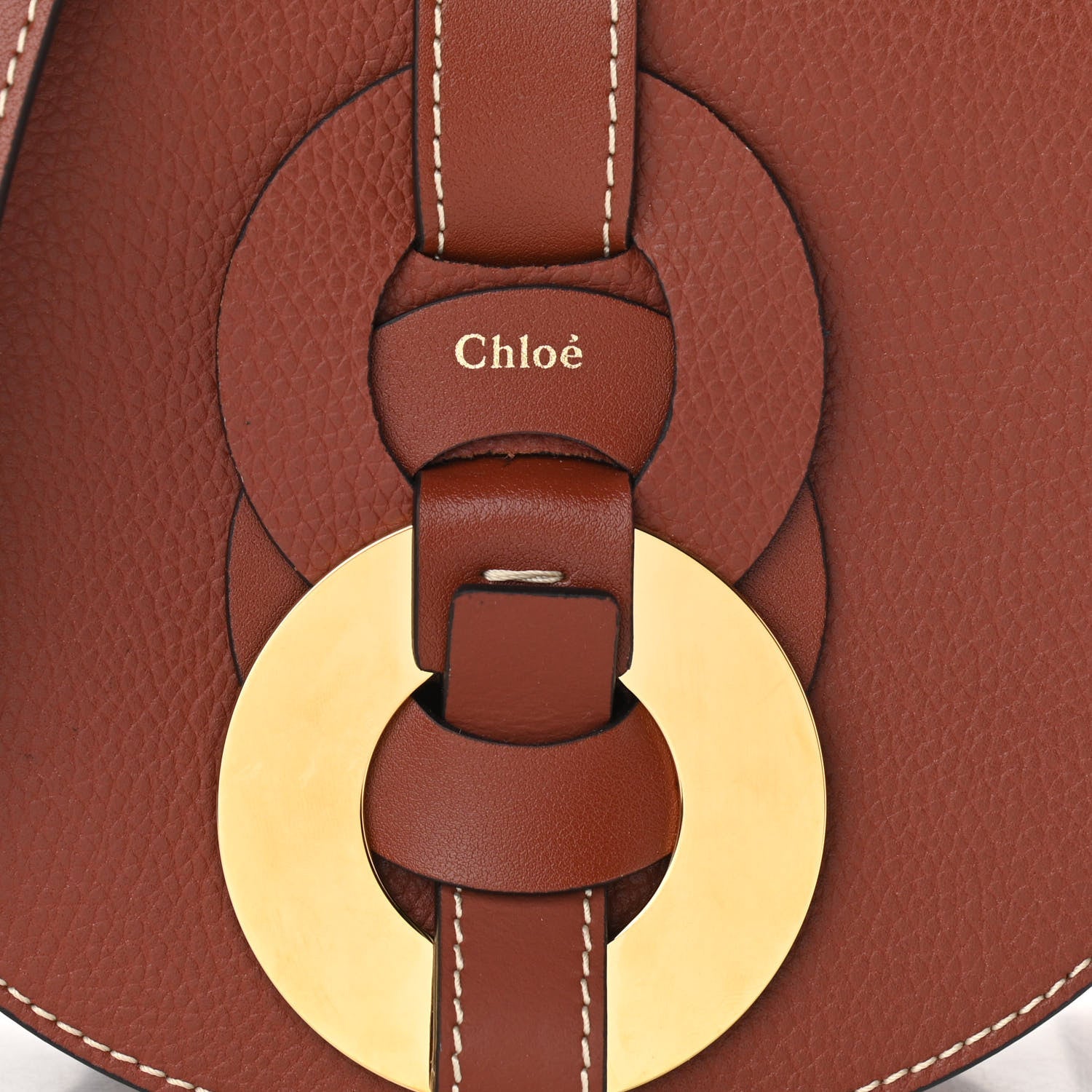 Chloe Grained Calfskin Small Darryl Saddle Crossbody Bag Sepia Brown 9 of 9
