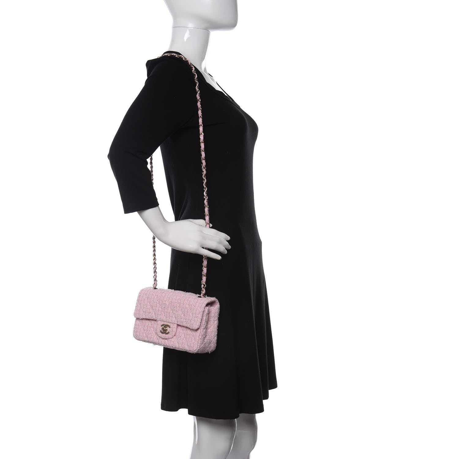 Chanel Tweed Quilted Mini Rectangular Flap Pink 2 of 11