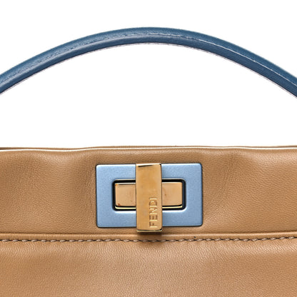 Fendi Nappa Colorblock Mini Peekaboo Iconic Satchel Cuoio Ceruleo Fiamma 9 of 14