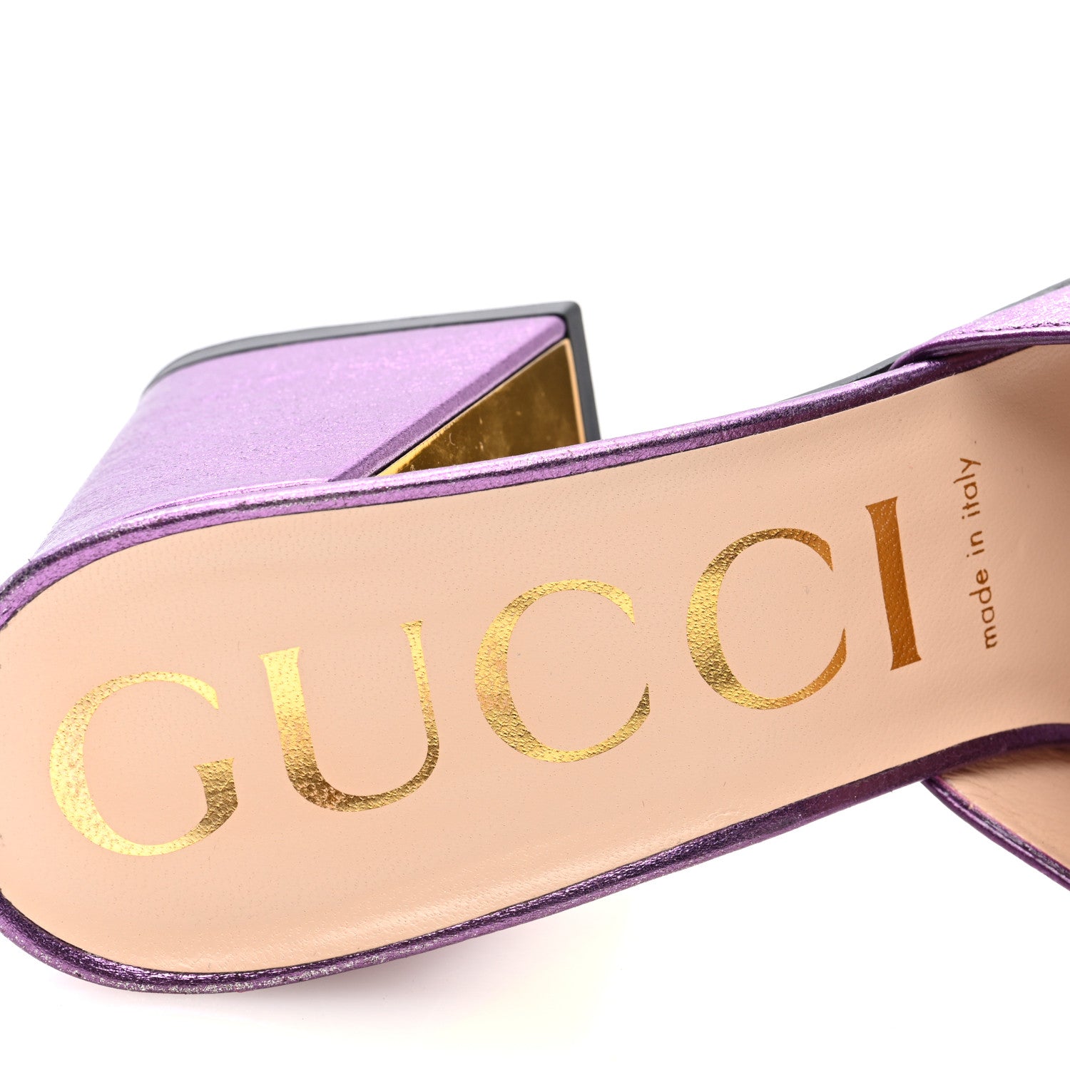 Gucci Metallic Nappa Horsebit 75mm Slide Sandals 39 Violet 1712664