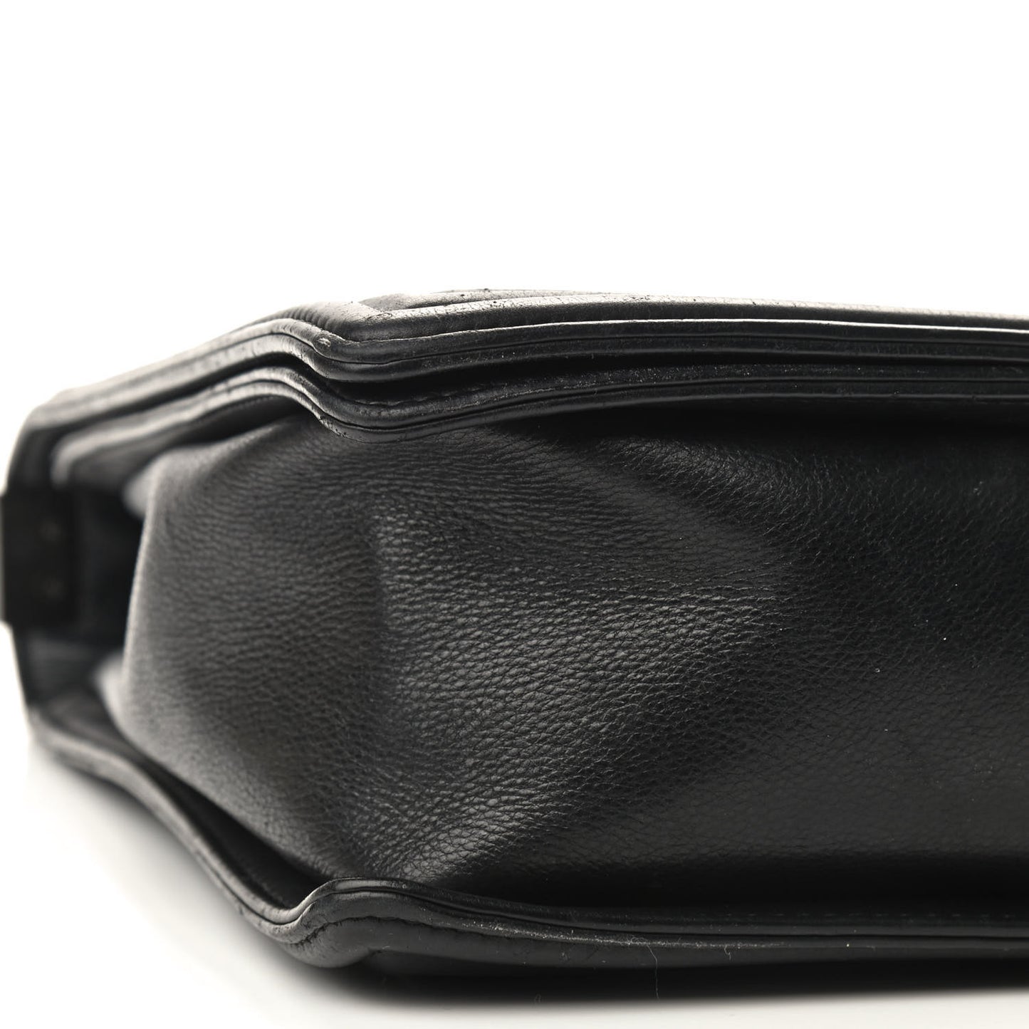 Calfskin Quilted Large Boy Flap Black