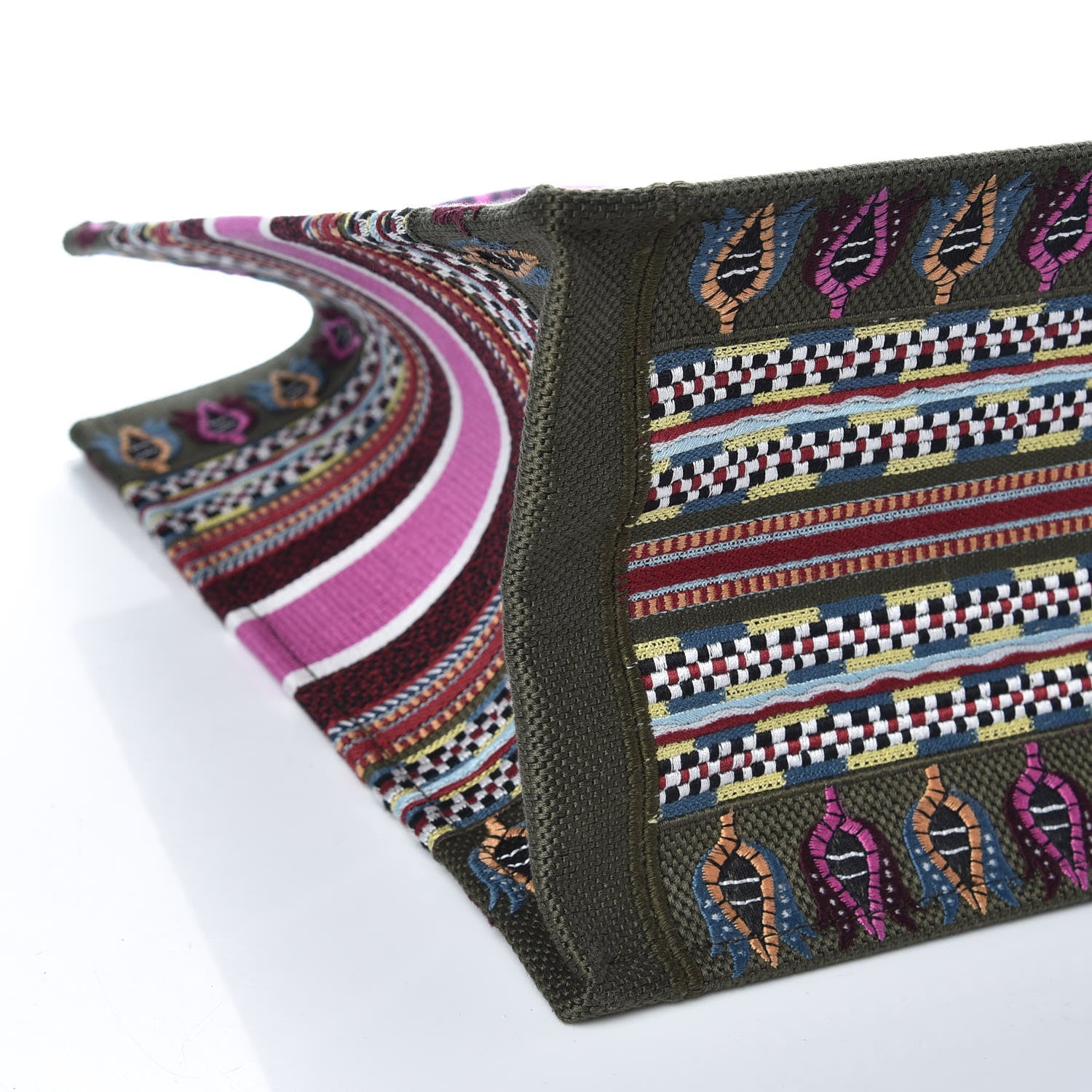 Christian Dior Canvas Embroidered Book Tote Olive Multicolor 11 of 12