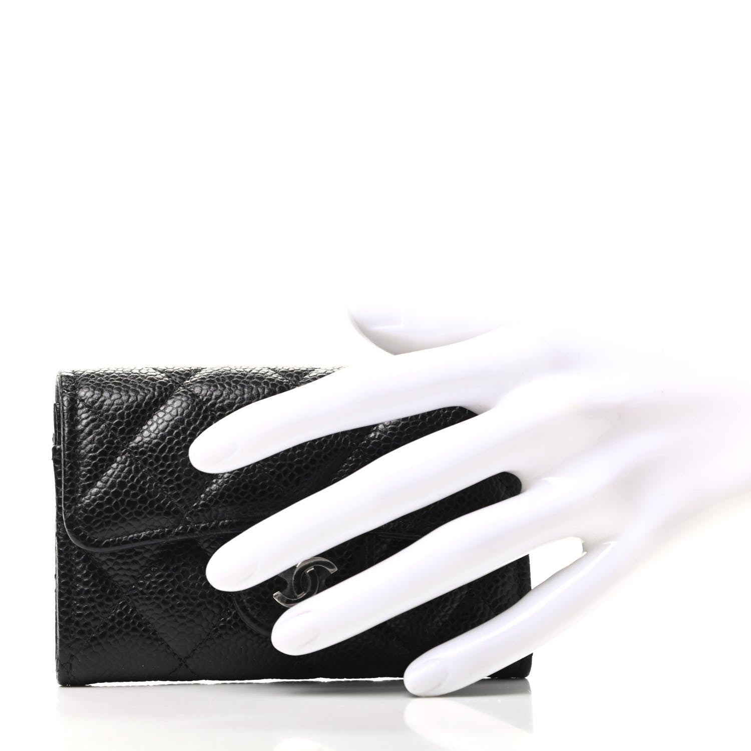 Chanel Caviar Quilted Flap Card Holder Wallet Black 2 of 9