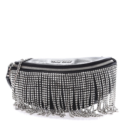 Miu Miu Nappa Crystal Fringe Belt Bag Black 1 of 9