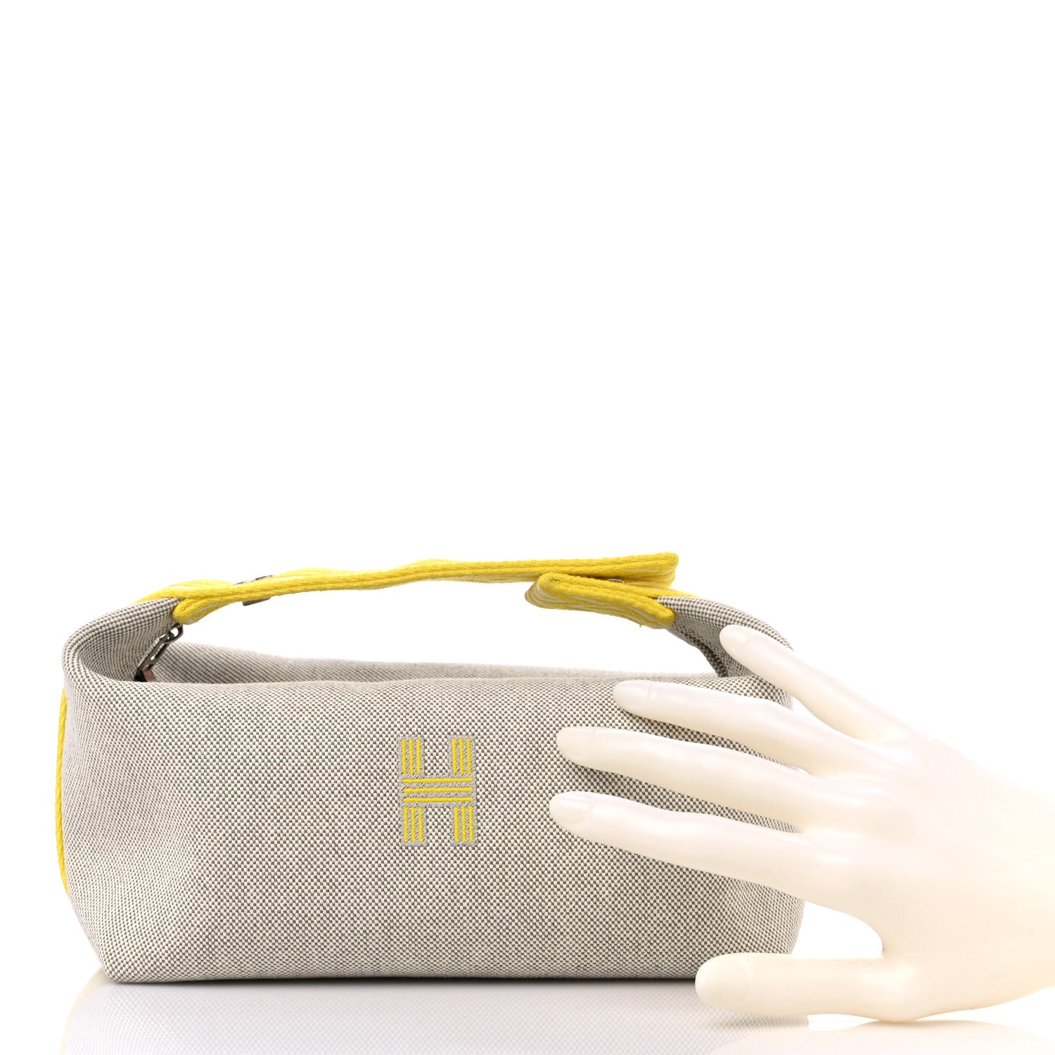 Hermes Canvas Small Bride-A-Brac Pouch Natural Jaune Citron 2 of 8