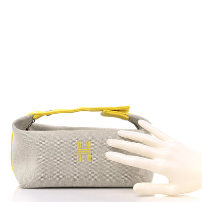 Hermes Canvas Small Bride-A-Brac Pouch Natural Jaune Citron 2 of 8