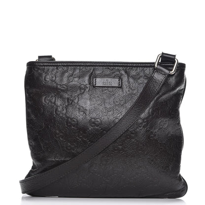 Gucci Guccissima Small Flat Messenger Bag Dark Brown 1 of 8