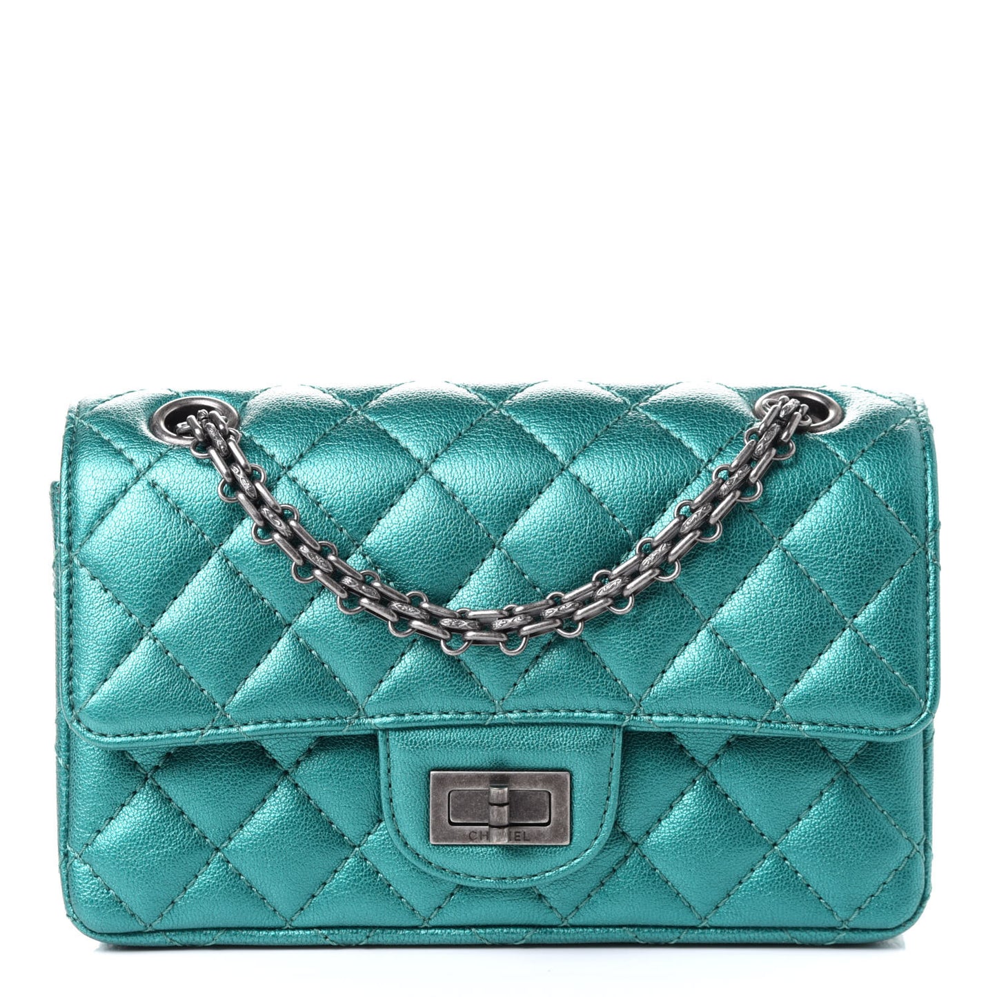 Metallic Sheepskin Quilted 2.55 Reissue Mini Flap Green