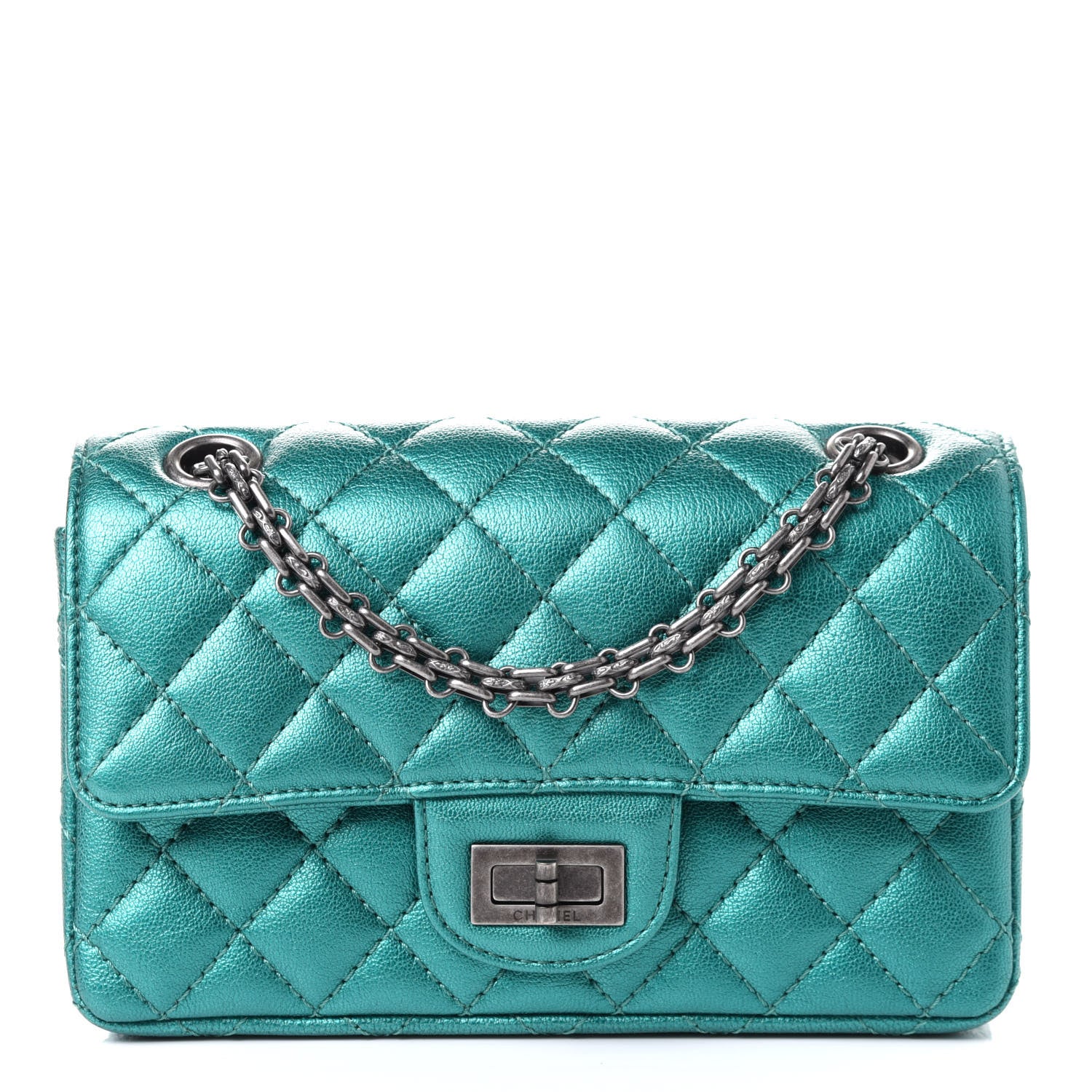 Chanel Metallic Sheepskin Quilted 2.55 Reissue Mini Flap Green 1 of 5