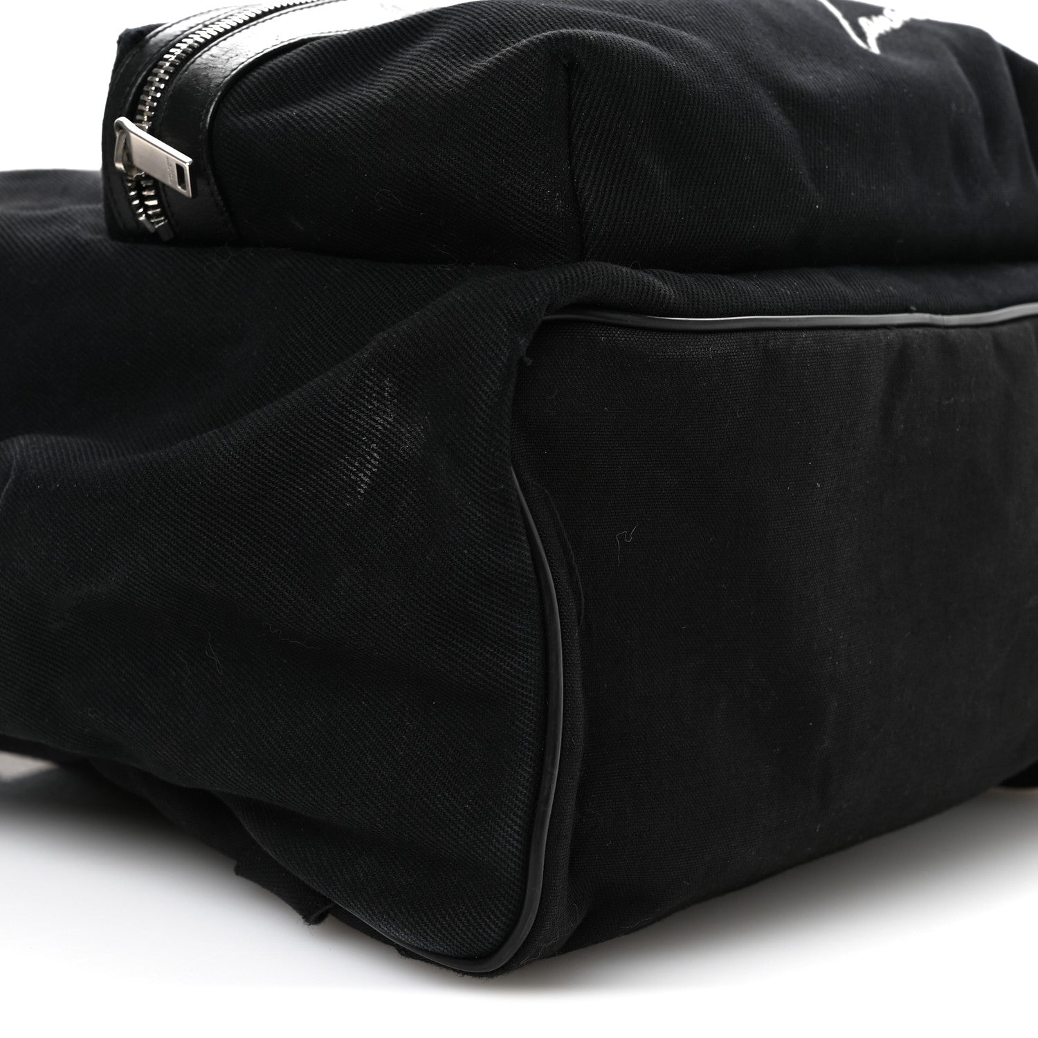 Saint Laurent Canvas Signature Embroidered City Backpack Black